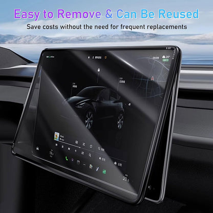 Car Navigation Screen Protector for Tesla Model 3 (2023-2017) and Model Y (2024-2020), 9H Tempered Glass + PC Frame Integrated