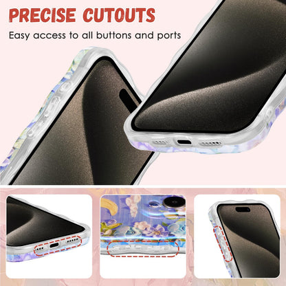 iPhone 15 Pro Max Colorful Retro Oil Painting Flower Moon Case